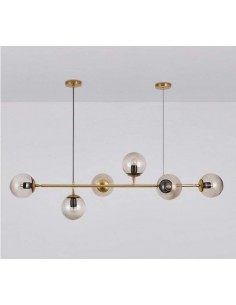 Lámpara ALMUDENA, colgante, metal, cristal, 6 esferas