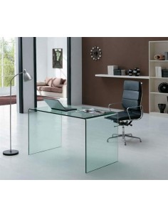 Mesa de escritório de design minimalista BURANO 125x70 Vidro Transparente 2
