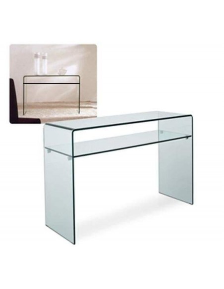 Console hall de design moderno Adana, vidro curvado de 15mm, 100x33 cms Console hall de design moderno Adana, vidro curvado de 15mm, 100x33 cms
