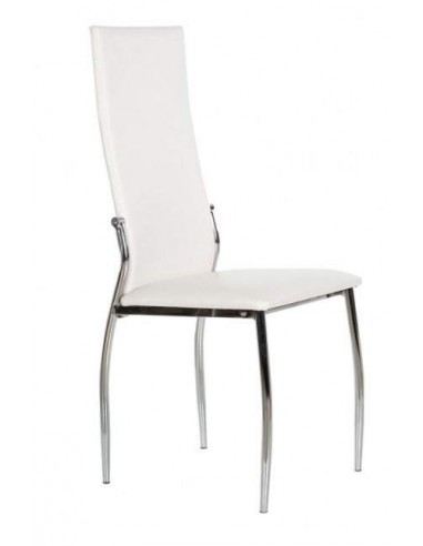 Cadeira de jantar moderna fashion Vika, estrutura cromado,assento e encosto similpiel