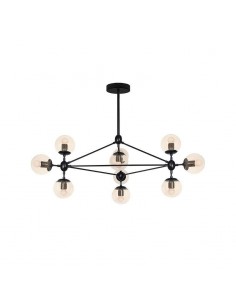 Lámpara colgante EDITE, 10 tulipas de cristal, metal negro. 2