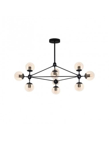 Lámpara colgante EDITE, 10 tulipas de cristal, metal negro.