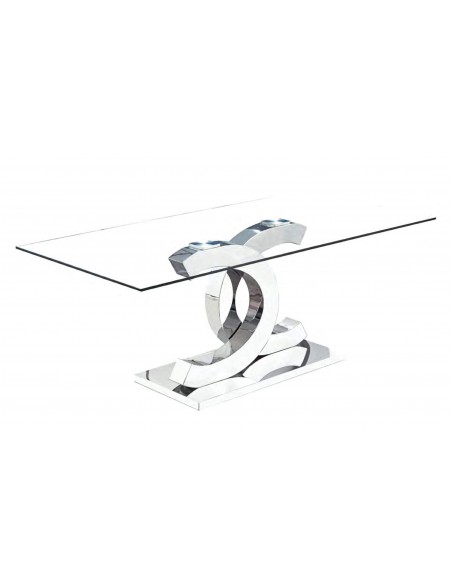 Mesa de vidro Chanel 150x90, inox