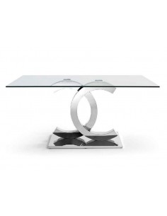 Mesa de cristal Chanel 150x90, inox 2