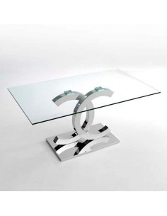Mesa de cristal Chanel 150x90, inox