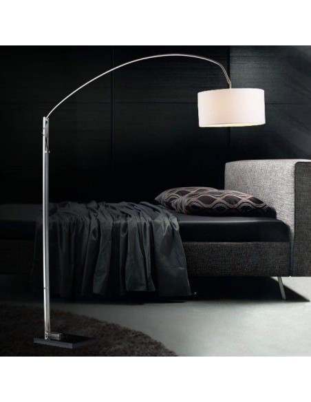 Lâmpada ajustável de pé para salão de beleza, cromo Alpha de design moderno, tela branca, base em mármore