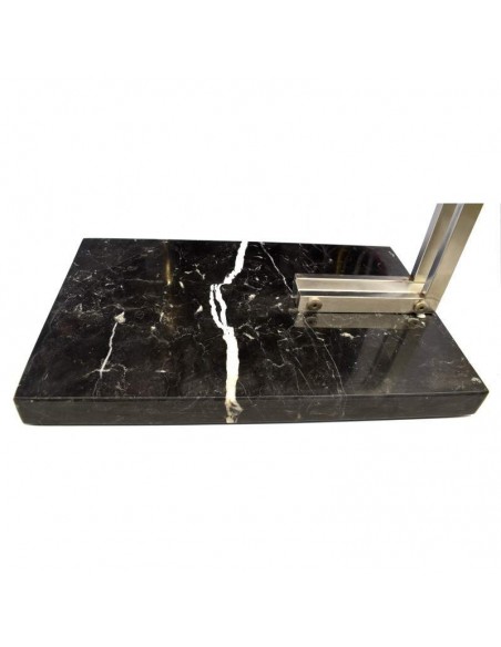 Lâmpada ajustável de pé para salão de beleza, cromo Alpha de design moderno, tela branca, base em mármore