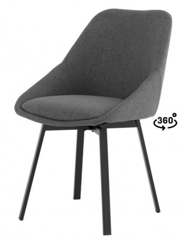 Silla giratoria AMELIE, tela, metal negro