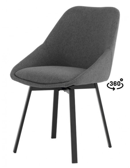 Silla giratoria AMELIE, tela, metal negro