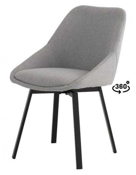 Silla giratoria AMELIE, tela, metal negro