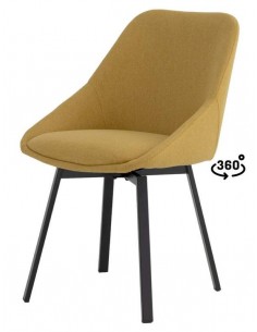 Silla giratoria AMELIE, tela, metal negro