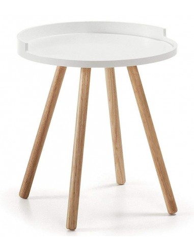 Mesa Auxiliar de diseño KURB 46 Patas Madera Natural Sobre Madera