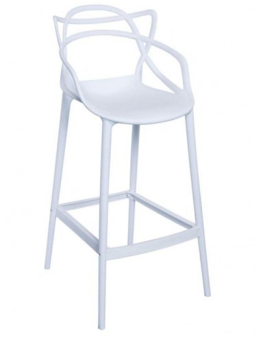 Taburete exterior Coquille, plastico blanco