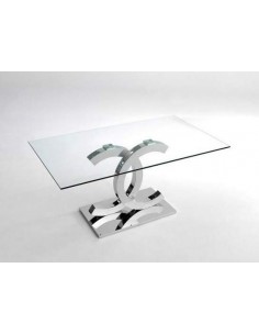 Mesa de centro Chanel 110x60, vidro, inox